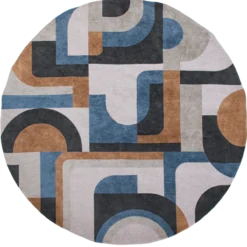 Ecorugs vloerkleed Module multicolor blauw/oranje ∅ 140 cm