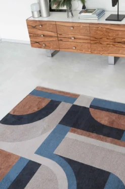 Ecorugs vloerkleed Module multicolor blauw/oranje 240x340 cm