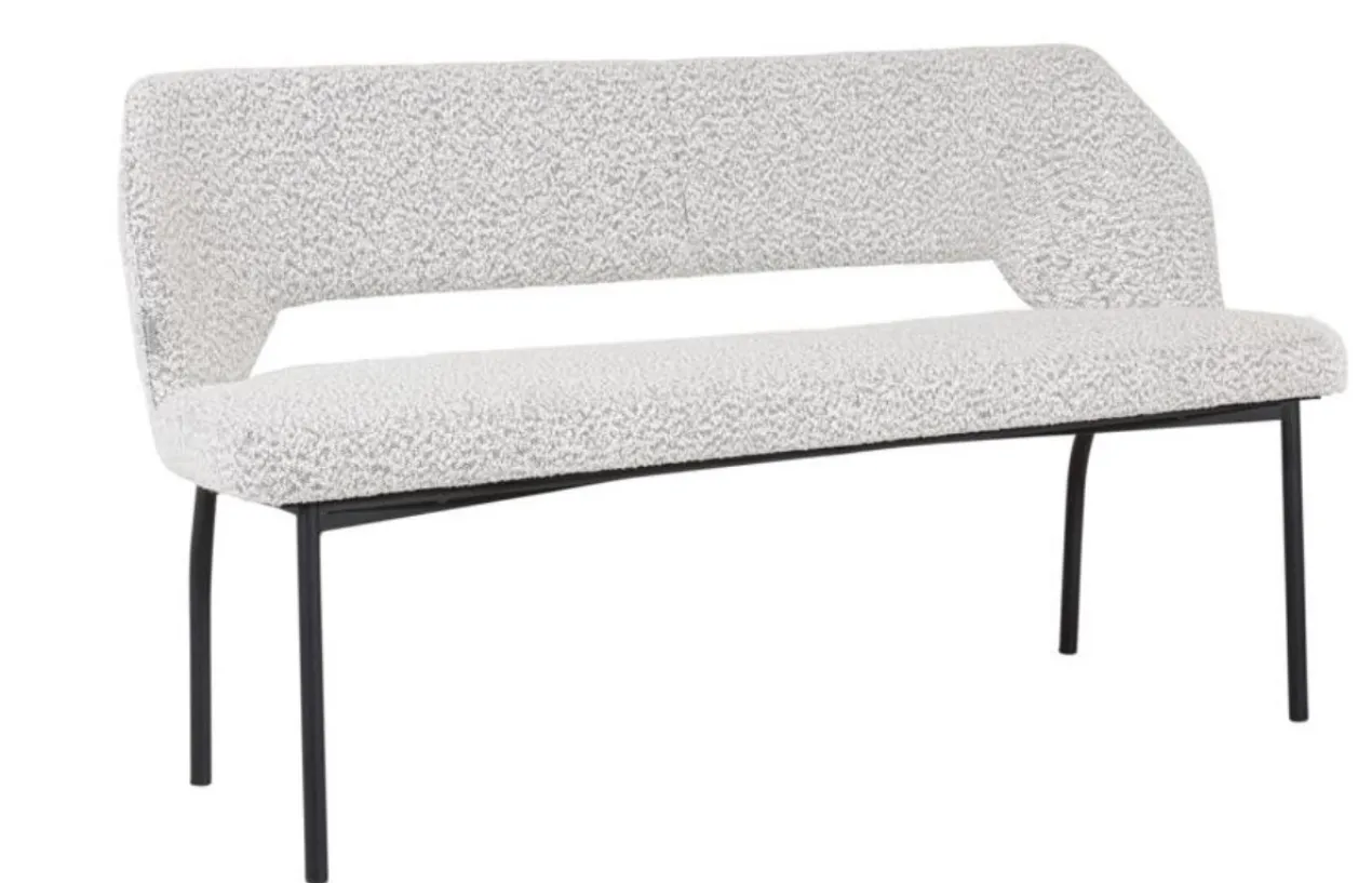 Eetbank Bo lichtgrijs bouclé 150cm