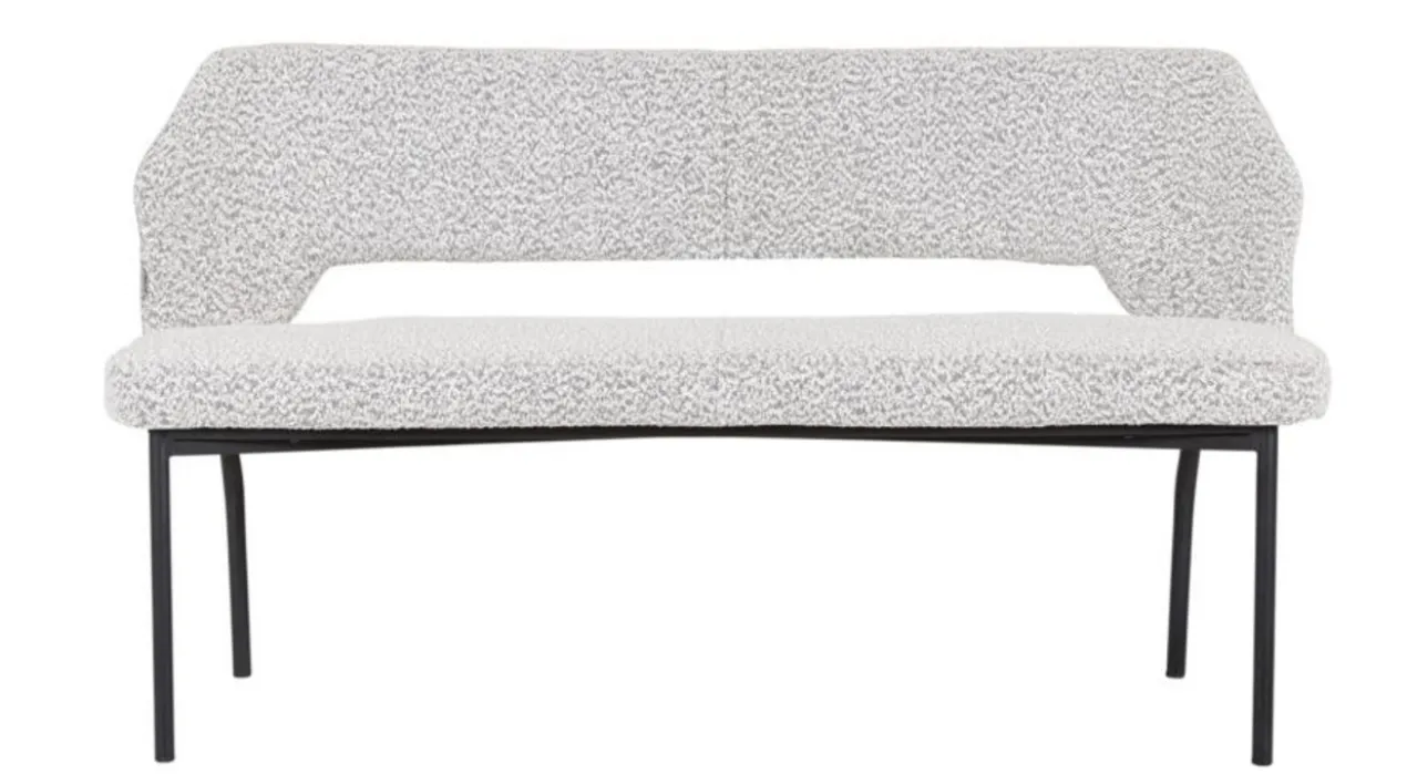 Eetbank Bo lichtgrijs bouclé 150cm