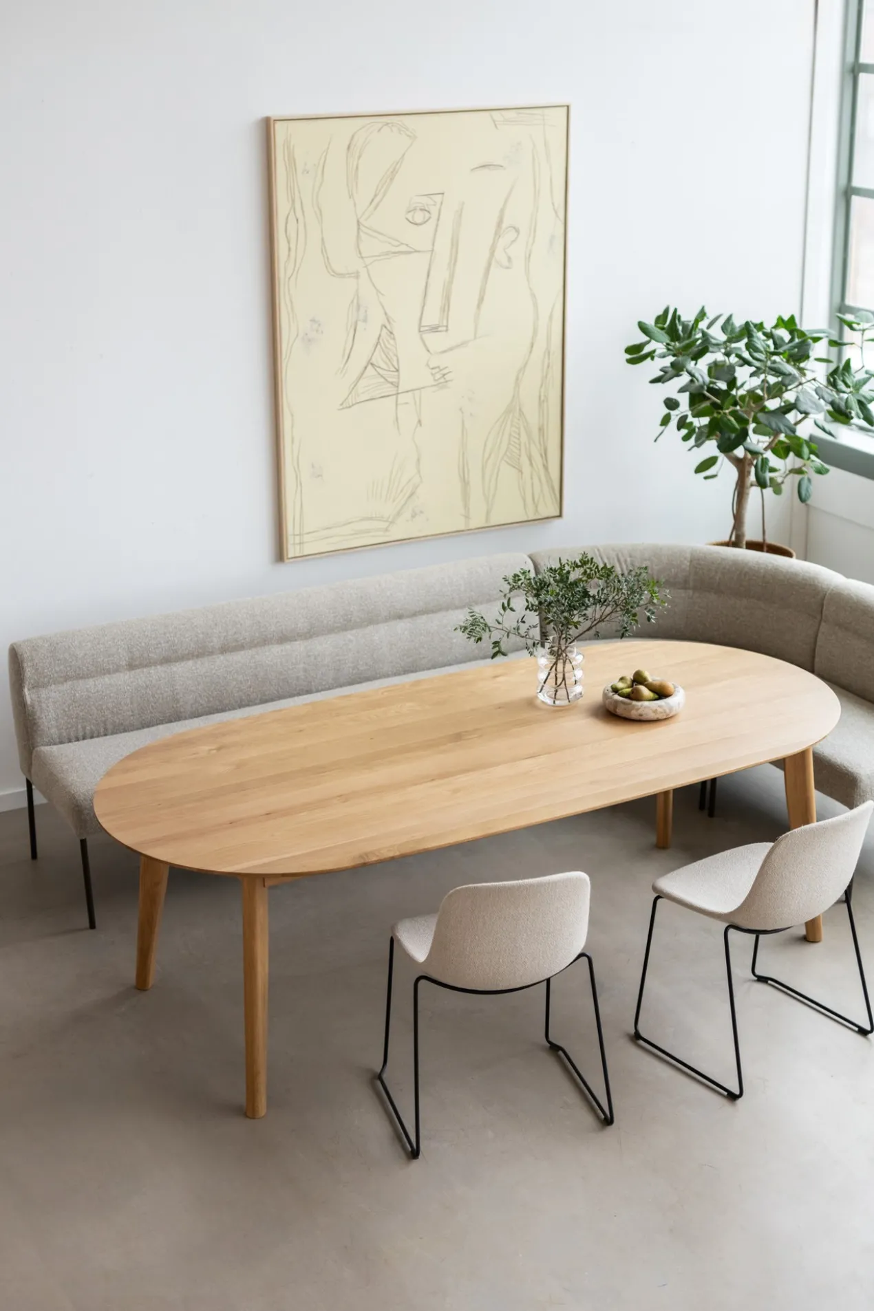 Eetkamerbank Mia lodge beige 200 cm