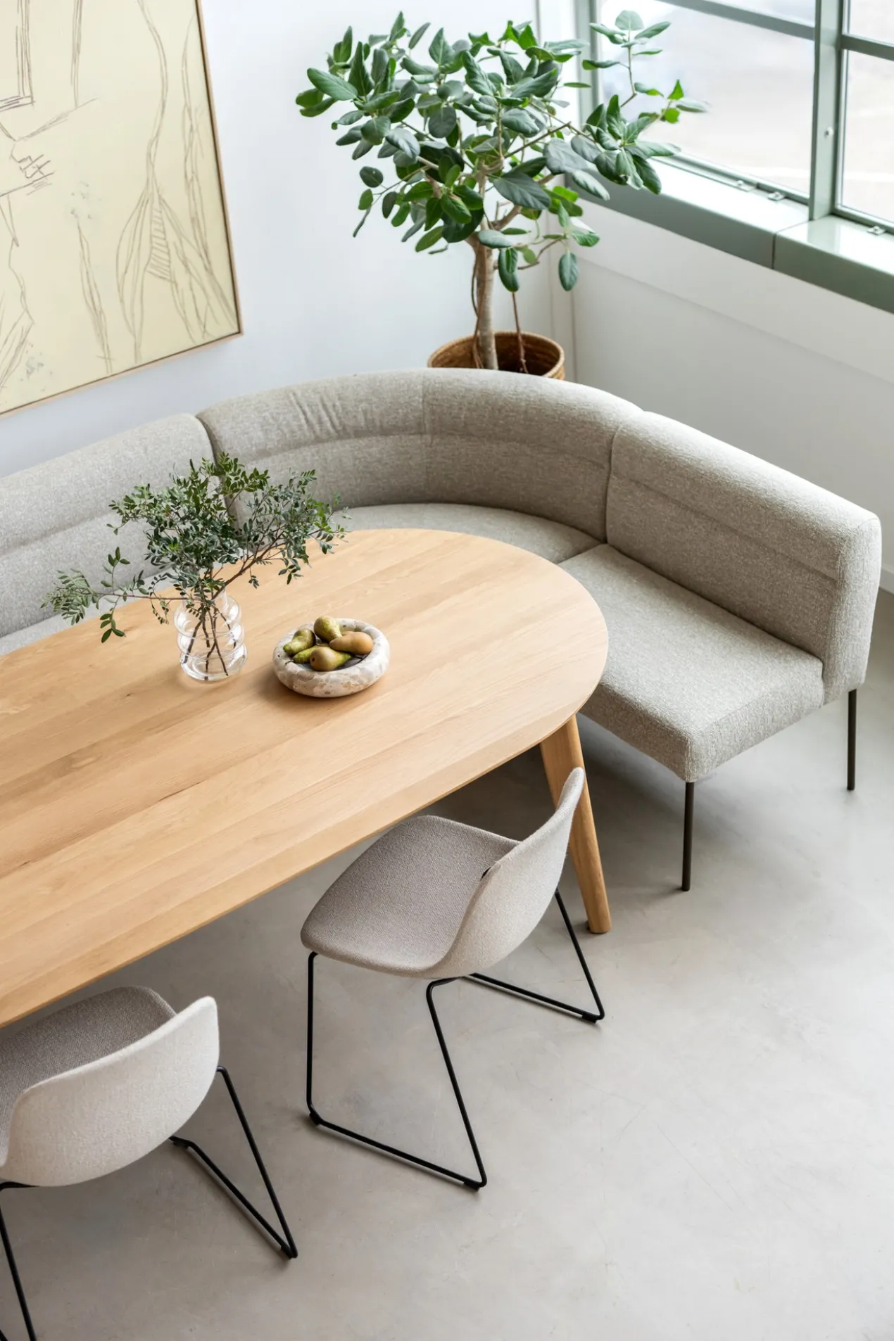 Eetkamerbank Mia lodge beige 285 cm links