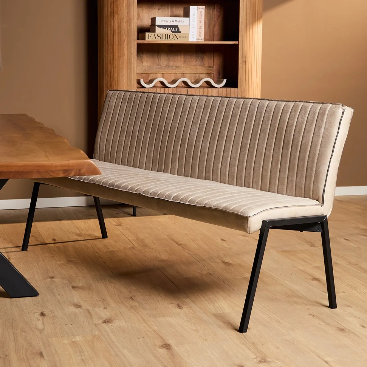 Eetkamerbank Stripes Ivoor 185 cm