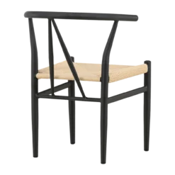 Eetkamerstoel Bengt - met rotan zitting Zwart