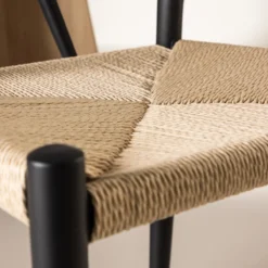Eetkamerstoel Bengt - met rotan zitting Zwart