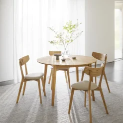 Eetkamerstoel eikenhouten Ami Naturel eiken - grijs