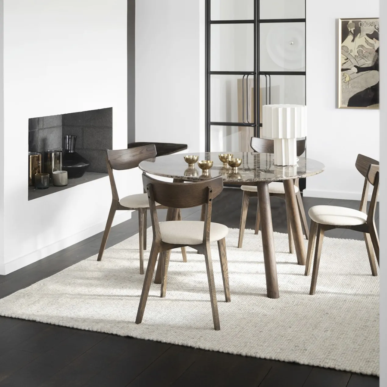 Eetkamerstoel eikenhouten Ami Donker eiken - beige