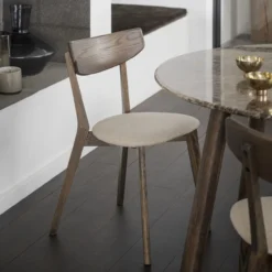 Eetkamerstoel eikenhouten Ami Donker eiken - beige