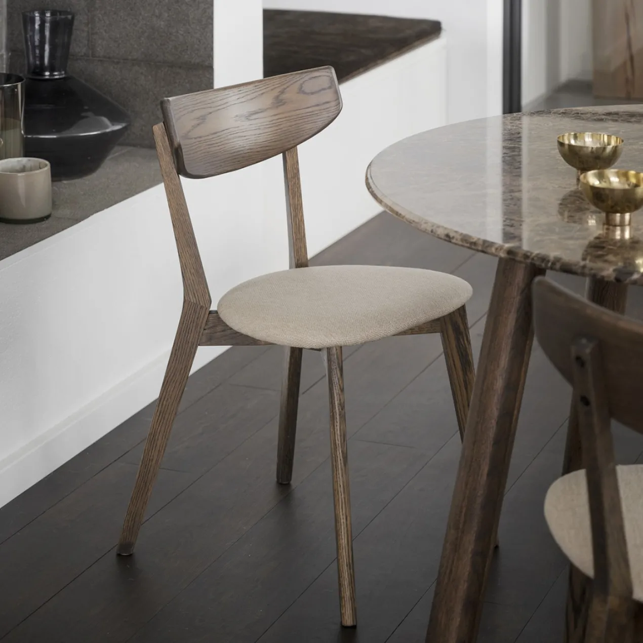 Eetkamerstoel eikenhouten Ami Donker eiken - beige