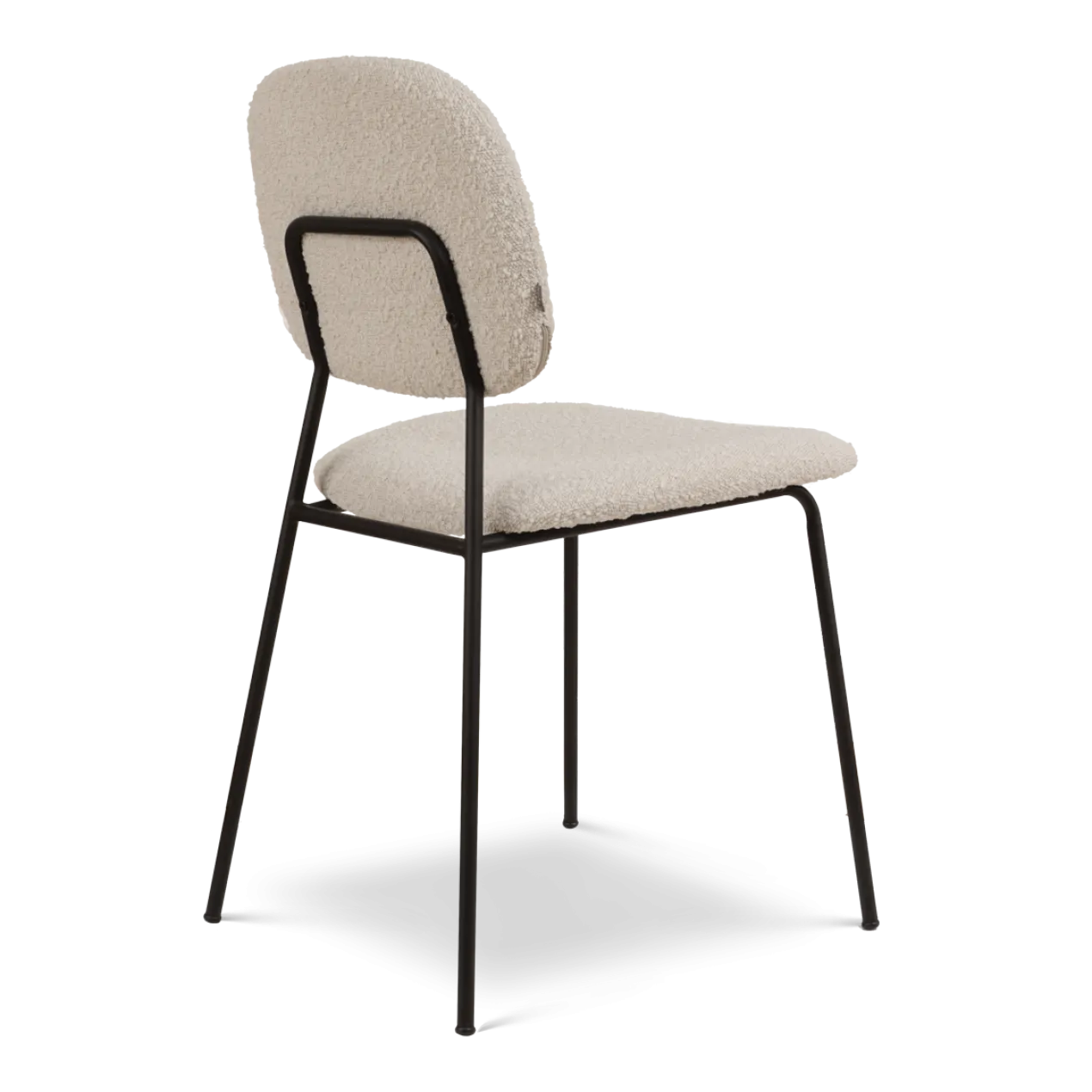 Eetkamerstoel Jasmijn bouclé beige - zwart onderstel