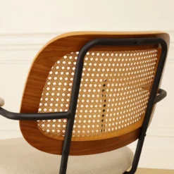 Eetkamerstoel Jolie rotan beige met armleuningen