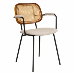 Eetkamerstoel Jolie rotan beige met armleuningen
