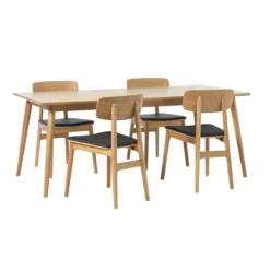 Eetkamerstoel Lana hout met kunstleer Zwart