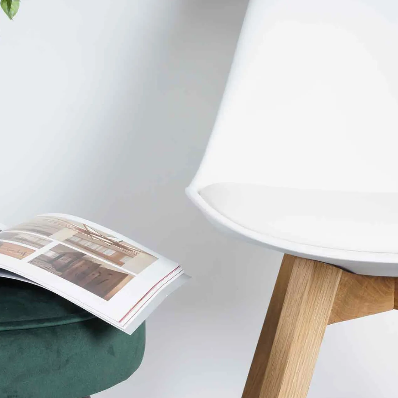 Eetkamerstoel Madera Wit - houten onderstel