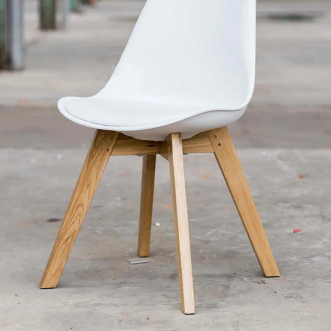 Eetkamerstoel Madera Wit - houten onderstel