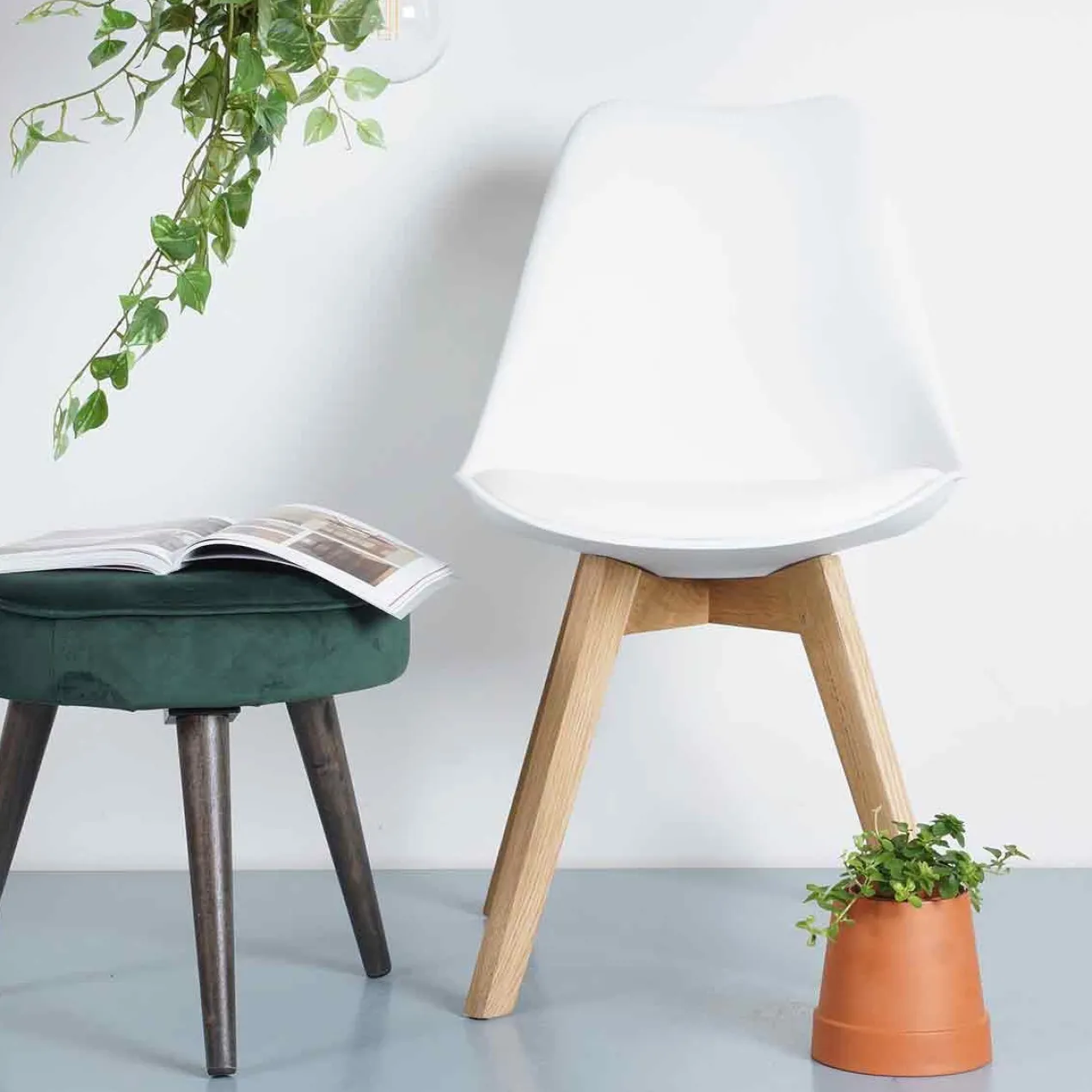 Eetkamerstoel Madera Wit - houten onderstel