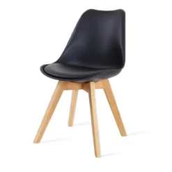 Eetkamerstoel Madera zwart - natural onderstel