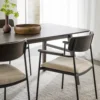 Eetkamerstoel Maymont - met armleuningen Donkerbruin met beige zitting