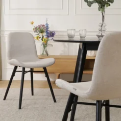 Eetkamerstoel Nena-Fé beige - zwart houten onderstel