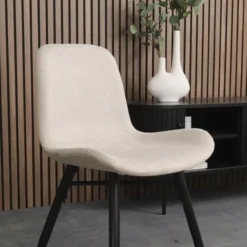 Eetkamerstoel Nena-Fé beige - zwart houten onderstel