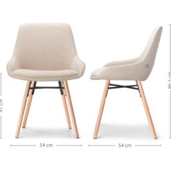 Eetkamerstoel Nena-Isa beige - naturel onderstel