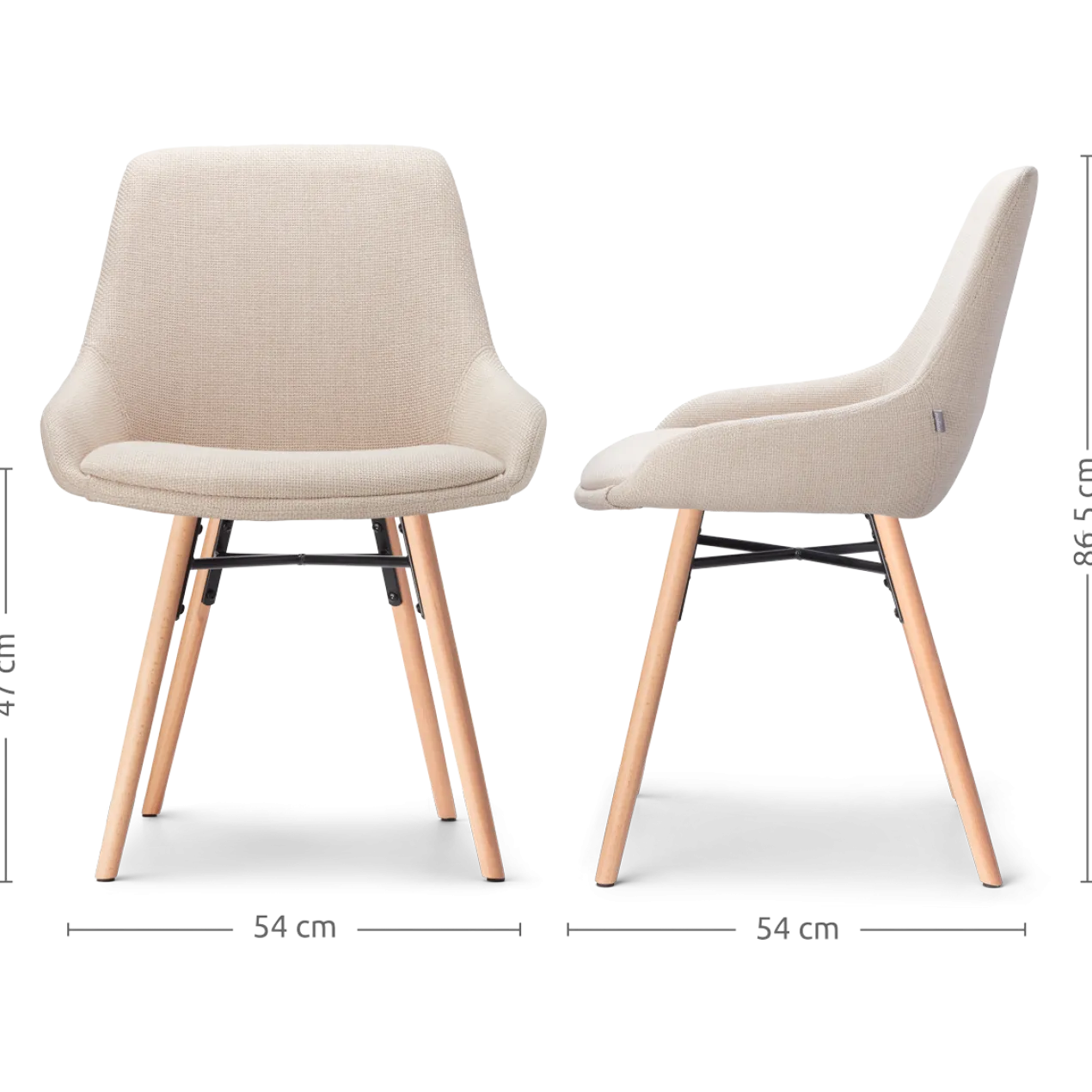 Eetkamerstoel Nena-Isa beige - naturel onderstel