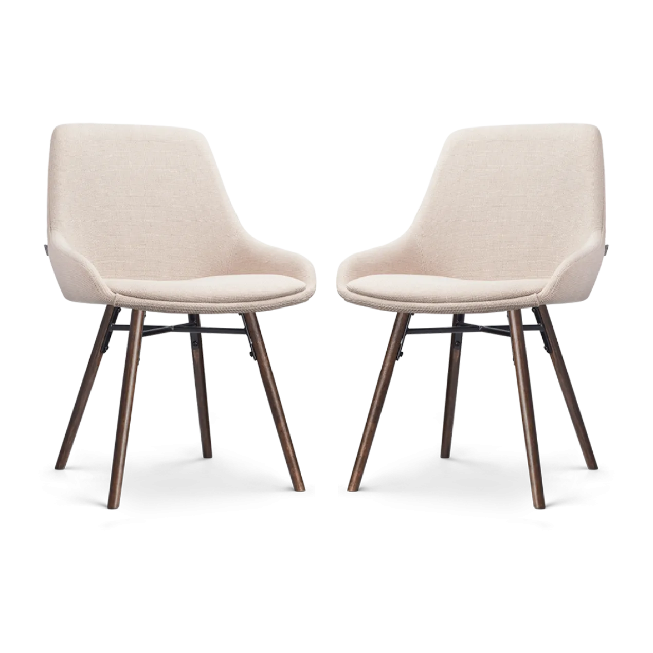 Eetkamerstoel Nena-Isa beige - walnoten onderstel set van 2