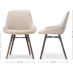Eetkamerstoel Nena-Isa beige - walnoten onderstel set van 2