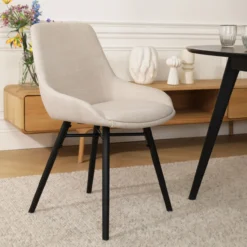 Eetkamerstoel Nena-Isa beige - zwart onderstel