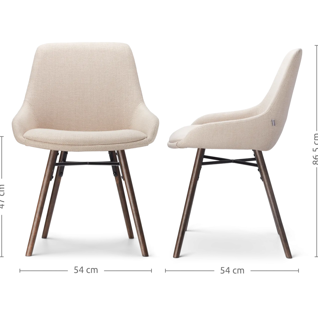 Eetkamerstoel Nena-Isa beige - walnoten onderstel