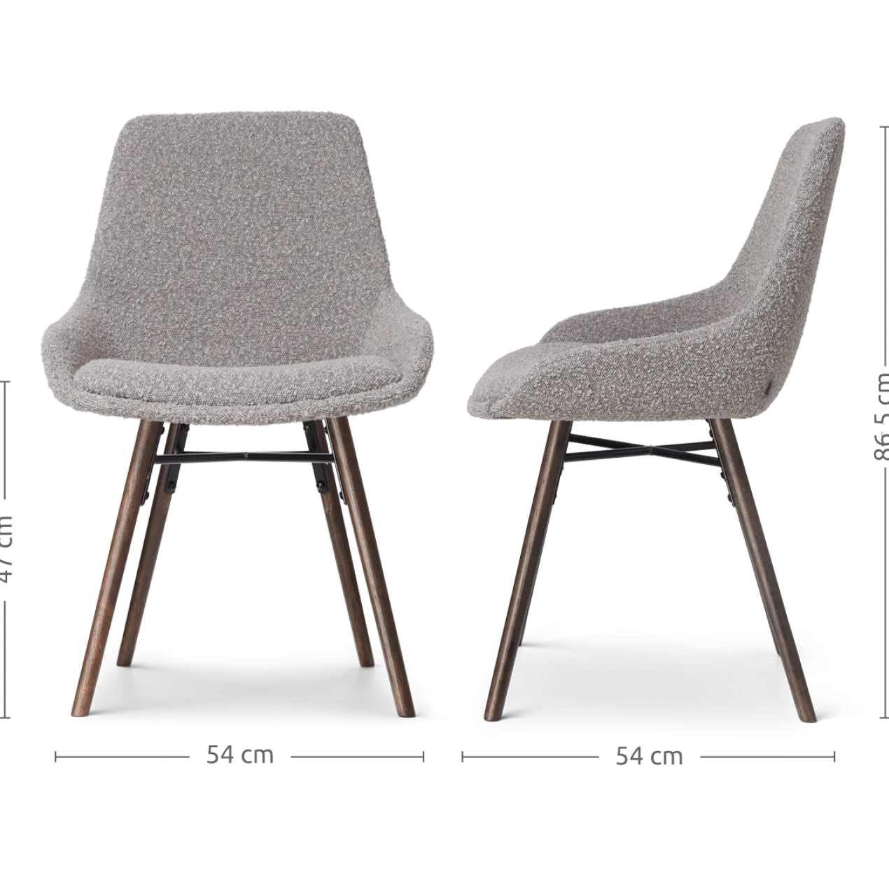 Eetkamerstoel Nena-Isa bouclé taupe - walnoot - set van 2