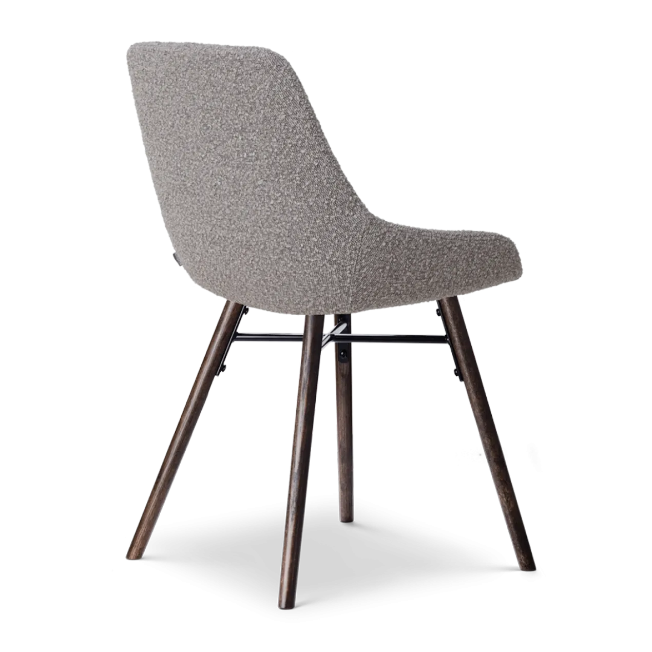 Eetkamerstoel Nena-Isa bouclé taupe - walnoot - set van 2