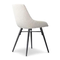 Eetkamerstoel Nena-Isa bouclé beige - zwart onderstel