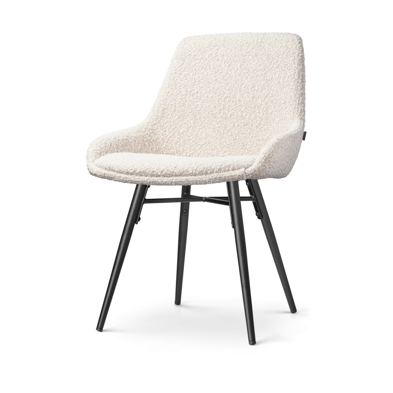 Eetkamerstoel Nena-Isa bouclé beige - zwart onderstel