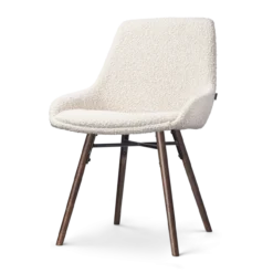 Eetkamerstoel Nena-Isa bouclé beige - walnoten onderstel