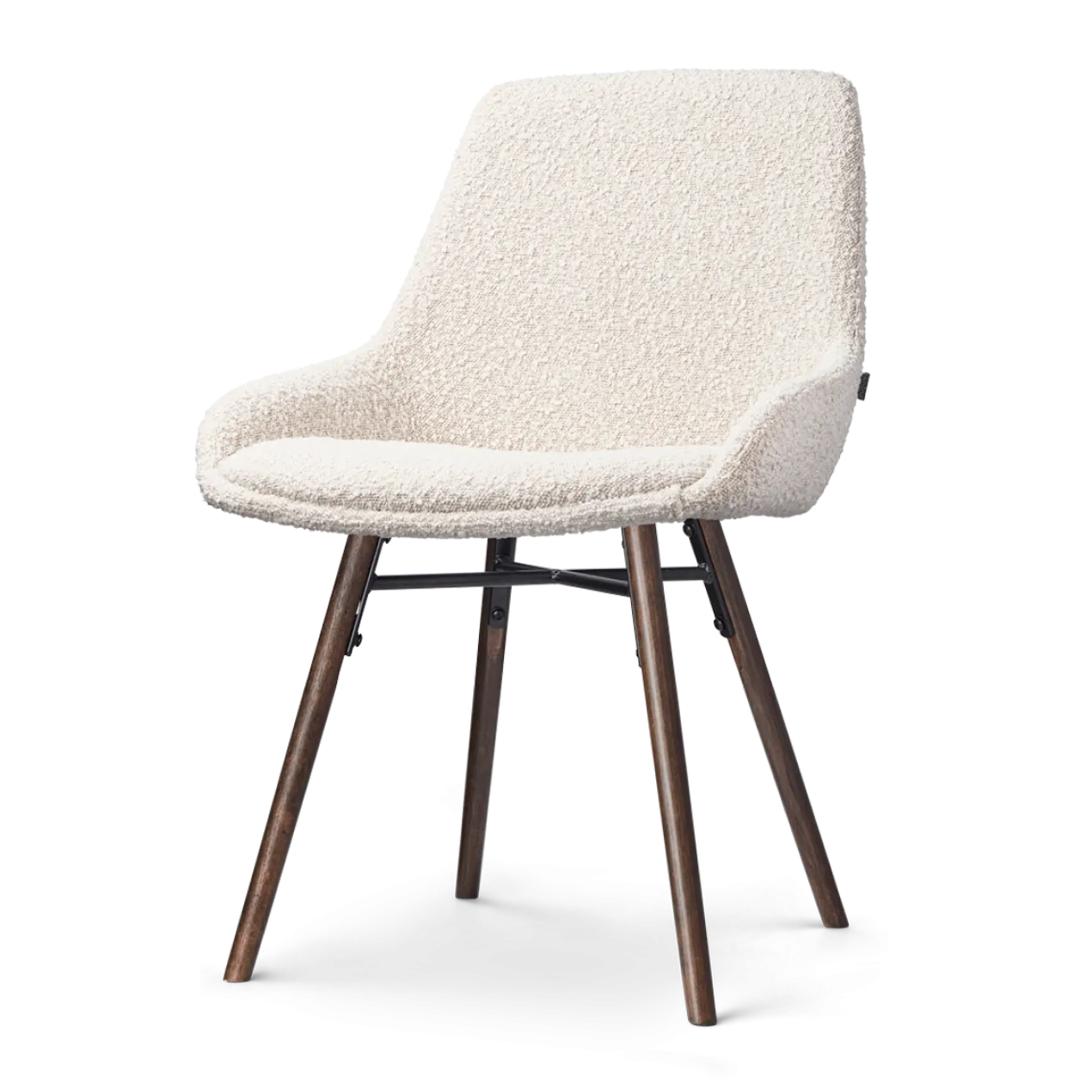 Eetkamerstoel Nena-Isa bouclé beige - walnoten onderstel