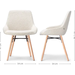 Eetkamerstoel Nena-Isa bouclé beige - naturel - set van 2