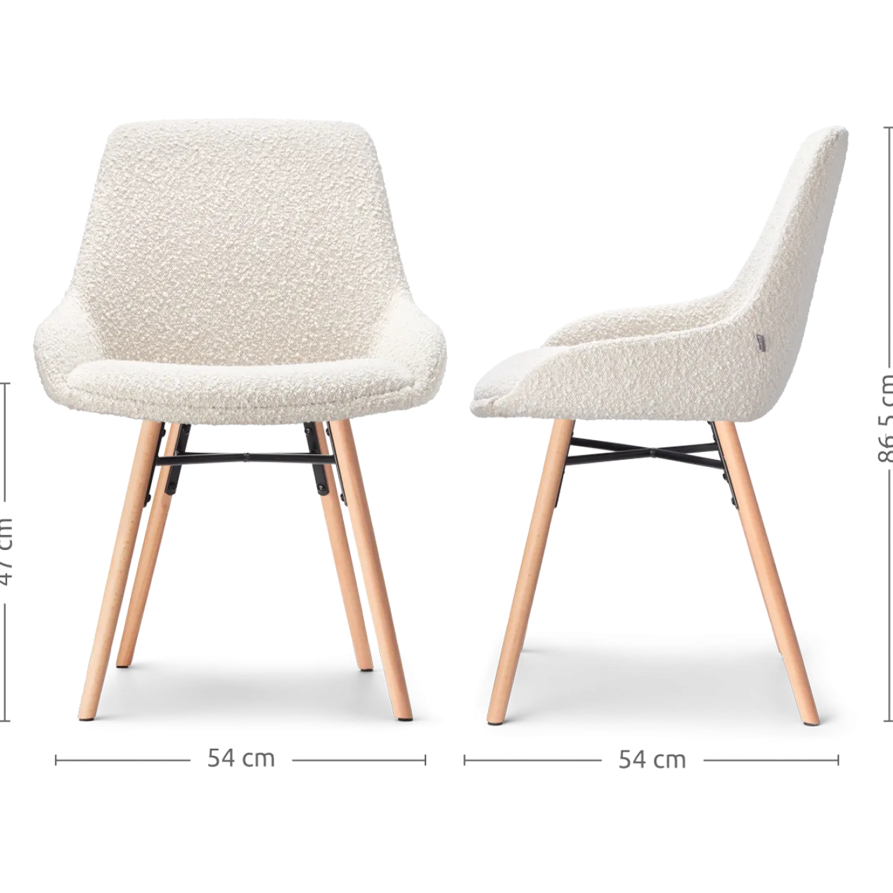 Eetkamerstoel Nena-Isa bouclé beige - naturel - set van 2