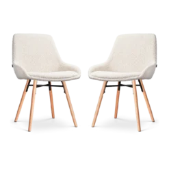 Eetkamerstoel Nena-Isa bouclé beige - naturel - set van 2