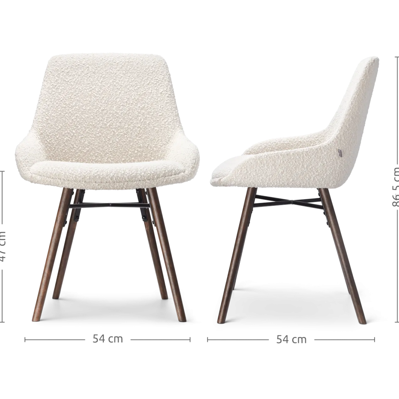 Eetkamerstoel Nena-Isa bouclé beige - walnoot - set van 2