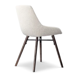 Eetkamerstoel Nena-Isa bouclé beige - walnoot - set van 2