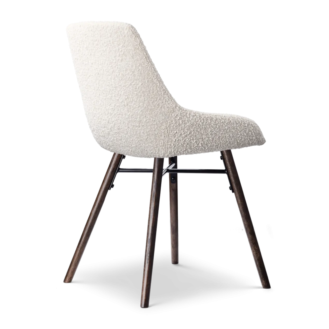 Eetkamerstoel Nena-Isa bouclé beige - walnoot - set van 2