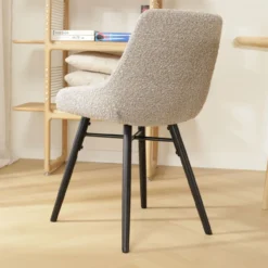 Eetkamerstoel Nena-Isa bouclé taupe - zwart onderstel