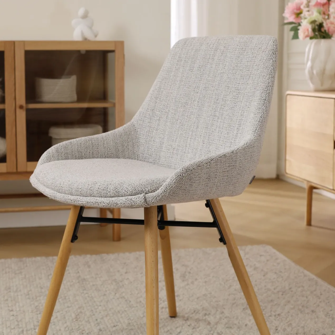 Eetkamerstoel Nena-Isa grijs beige gemêleerd - naturel