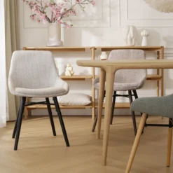 Eetkamerstoel Nena-Isa grijs beige gemêleerd - walnoot
