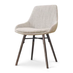 Eetkamerstoel Nena-Isa grijs beige gemêleerd - walnoot
