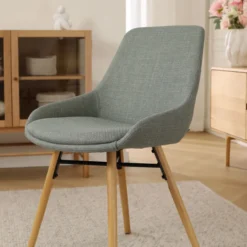 Eetkamerstoel Nena-Isa licht groen - houten onderstel
