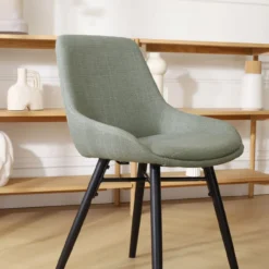 Eetkamerstoel Nena-Isa licht groen - zwart houten onderstel