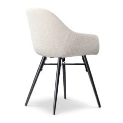 Eetkamerstoel Nena-Mae bouclé beige - zwart onderstel