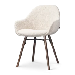 Eetkamerstoel Nena-Mae bouclé beige - walnoten onderstel